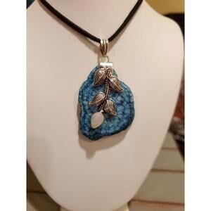 Blue solar quartz flower Necklace